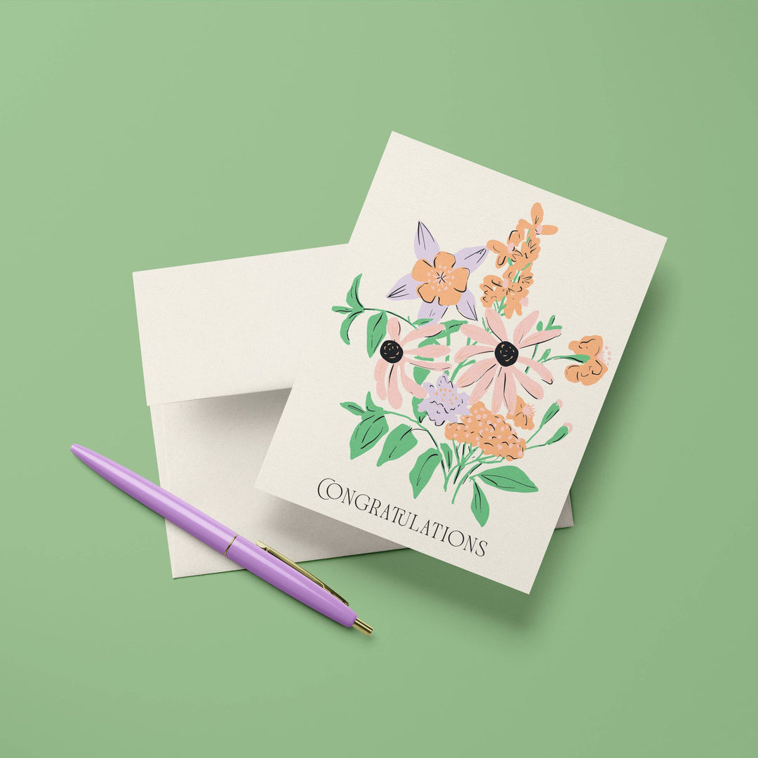 Wildflower Bouquet Congrats A2 Greeting Card