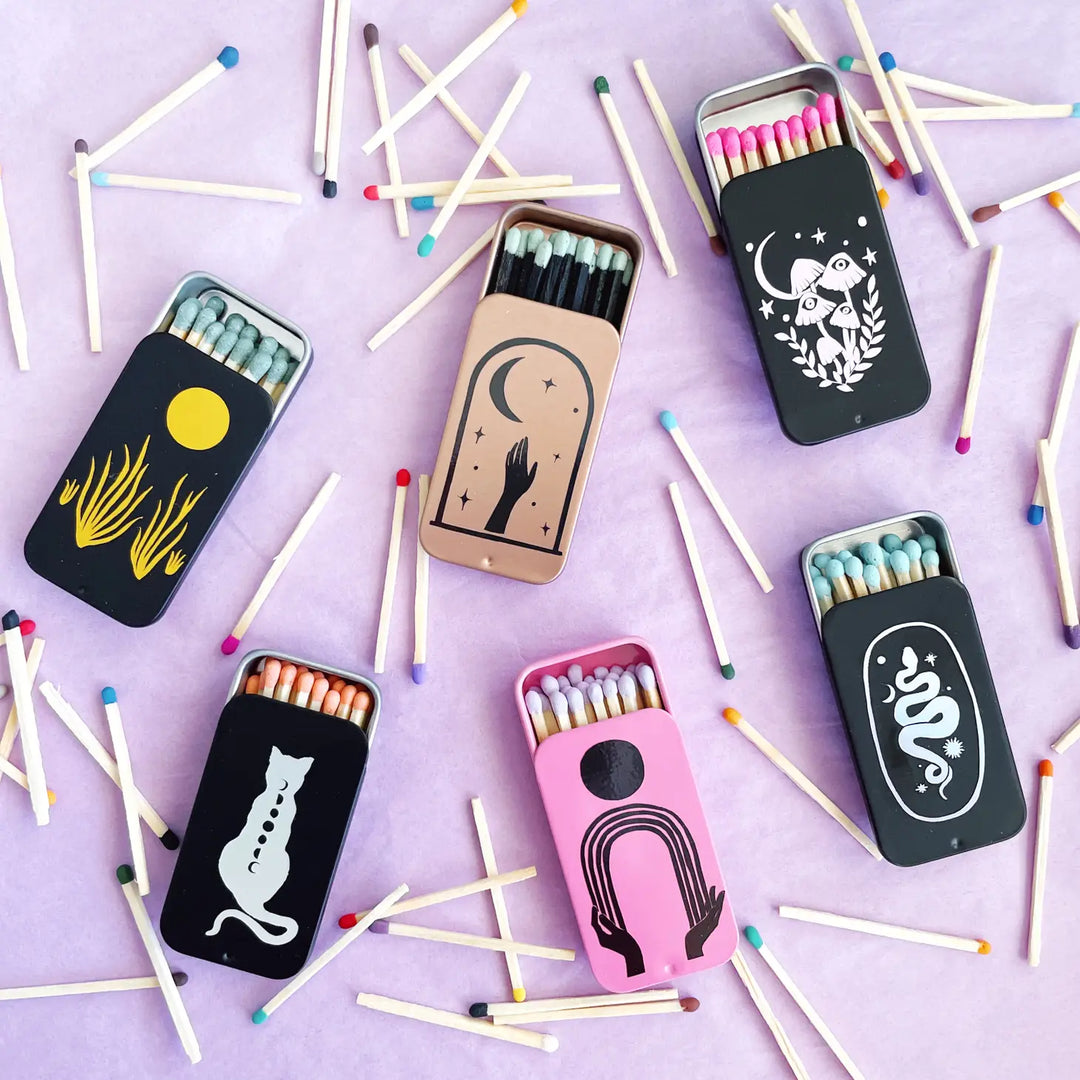 Foil Art Reusable Tin Matches - Mushroom Moon