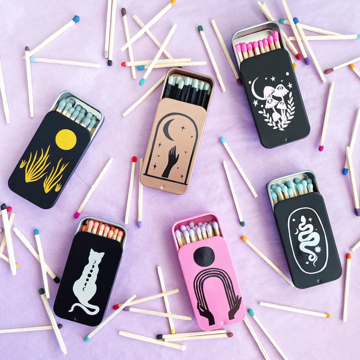 Foil Art Reusable Tin Matches - Mushroom Moon