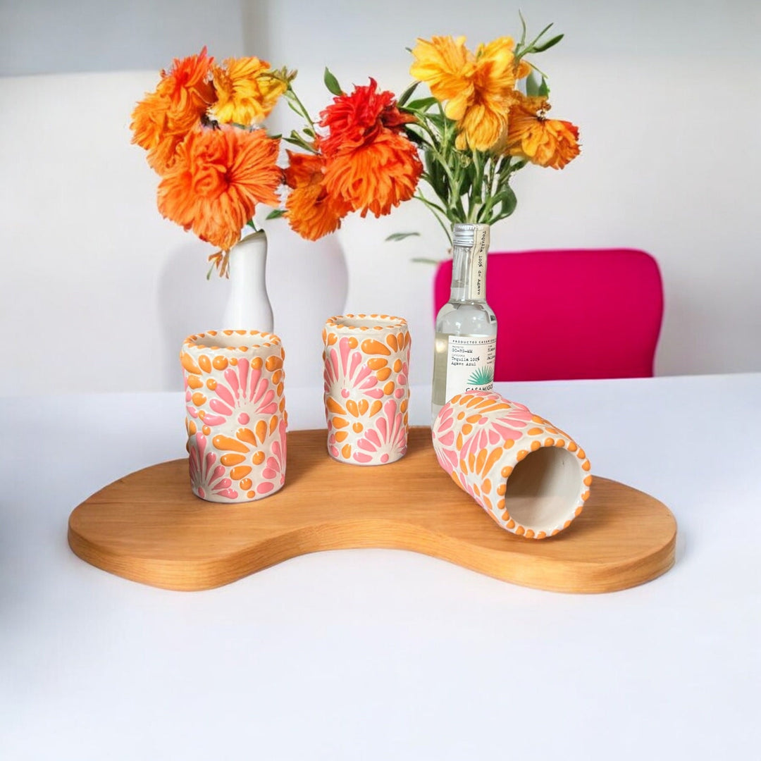Pink + Orange Handmade Talavera Shot Glass