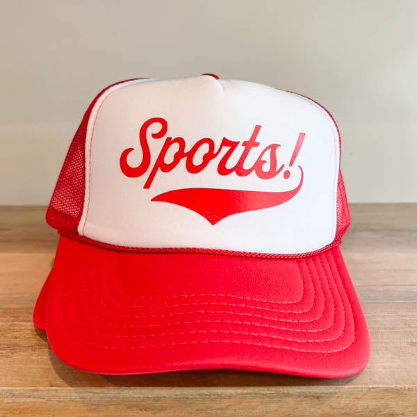 Sports! Foam Trucker Hat, Red on Red