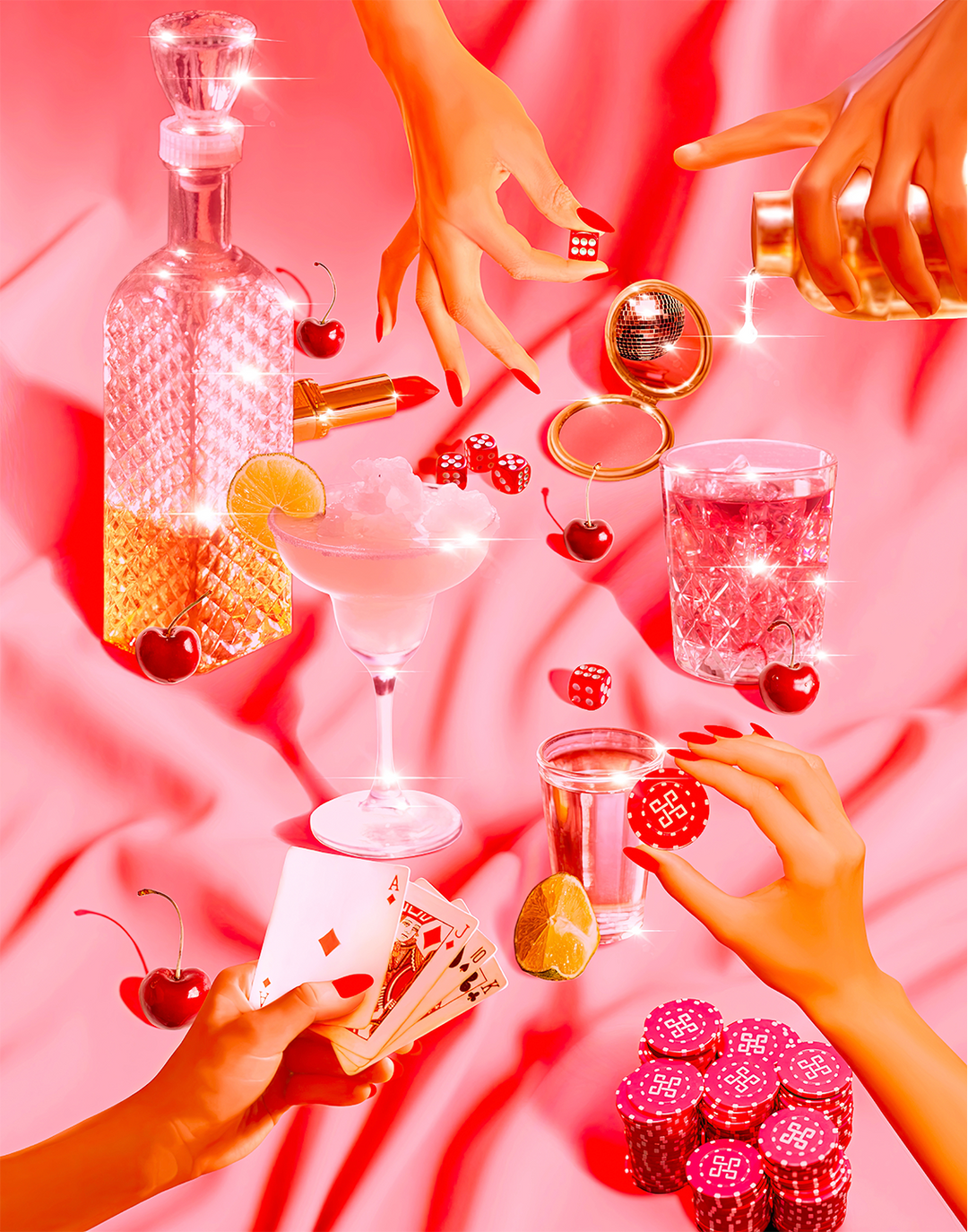 Girls Night Bar Cart Print