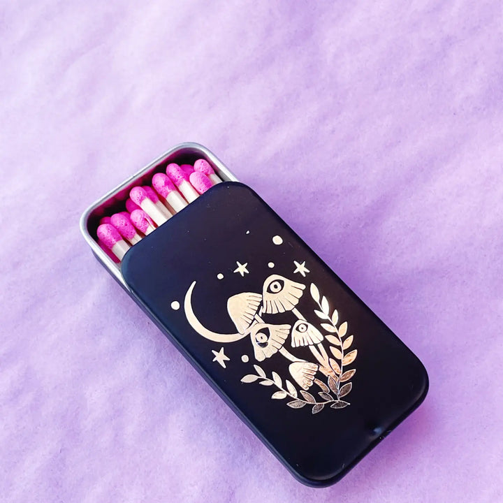 Foil Art Reusable Tin Matches - Mushroom Moon