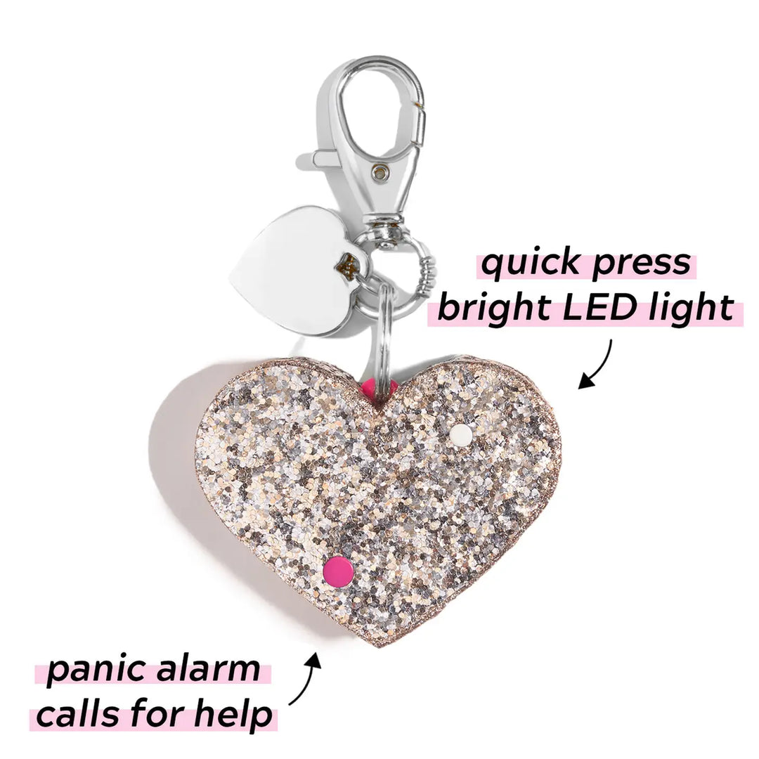 Rose Gold Glitter Heart Safety Alarm
