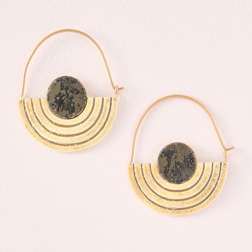 Stone Orbit Earring - Pyrite/Gold