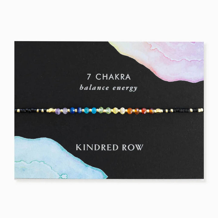 Chakra Rainbow Healing Gemstone Stacking Bracelet, Black