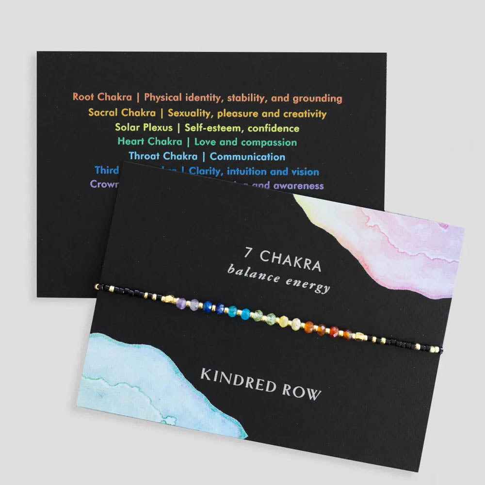 Chakra Rainbow Healing Gemstone Stacking Bracelet, Black