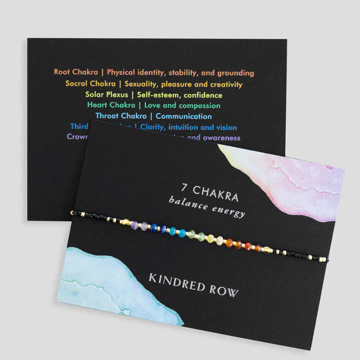 Chakra Rainbow Healing Gemstone Stacking Bracelet, Black