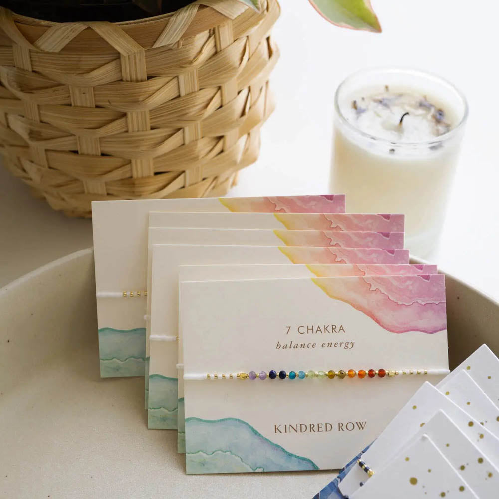 Chakra Rainbow Healing Gemstone Stacking Bracelet, White