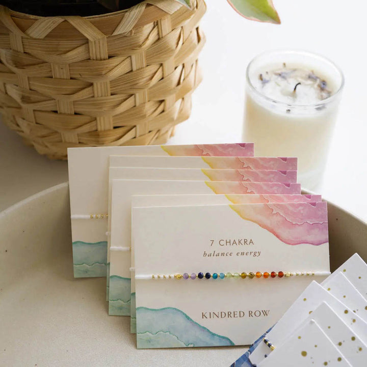 Chakra Rainbow Healing Gemstone Stacking Bracelet, White