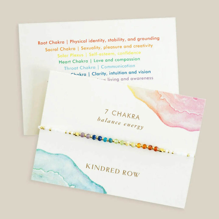 Chakra Rainbow Healing Gemstone Stacking Bracelet, White