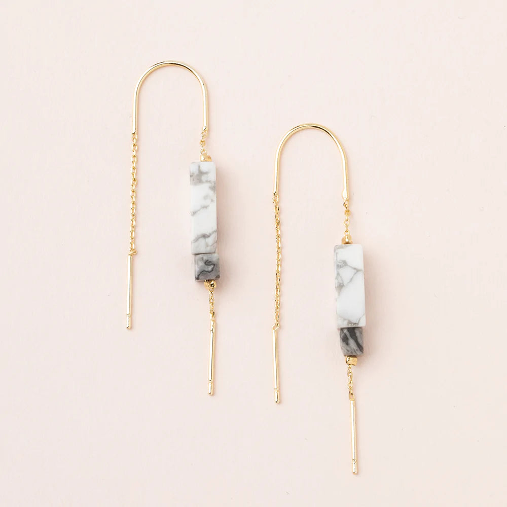 Howlite/Black/Gold Threader Earrings