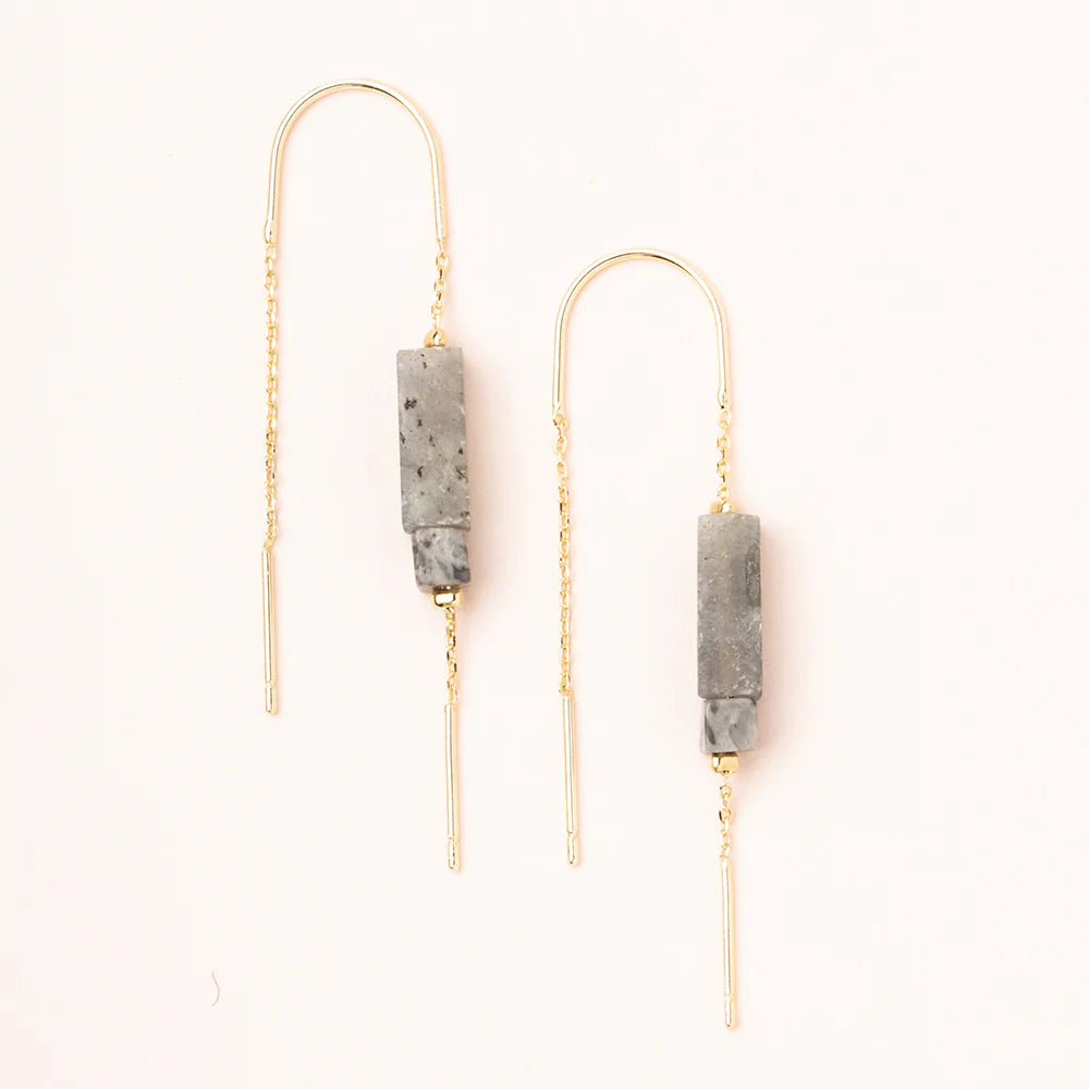 Labradorite/Black/Gold Threader Earrings