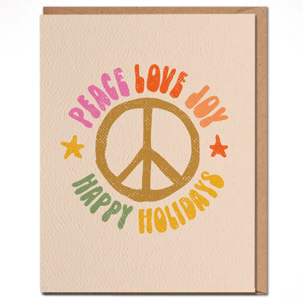 Peace Love Joy - 70's Style Holiday Card
