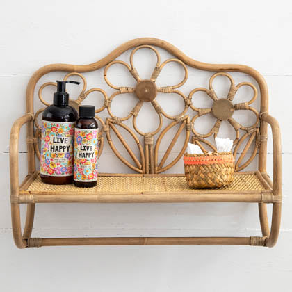 Floral Rattan Wall Shelf