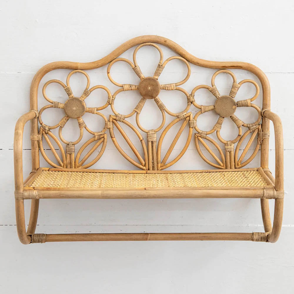 Floral Rattan Wall Shelf