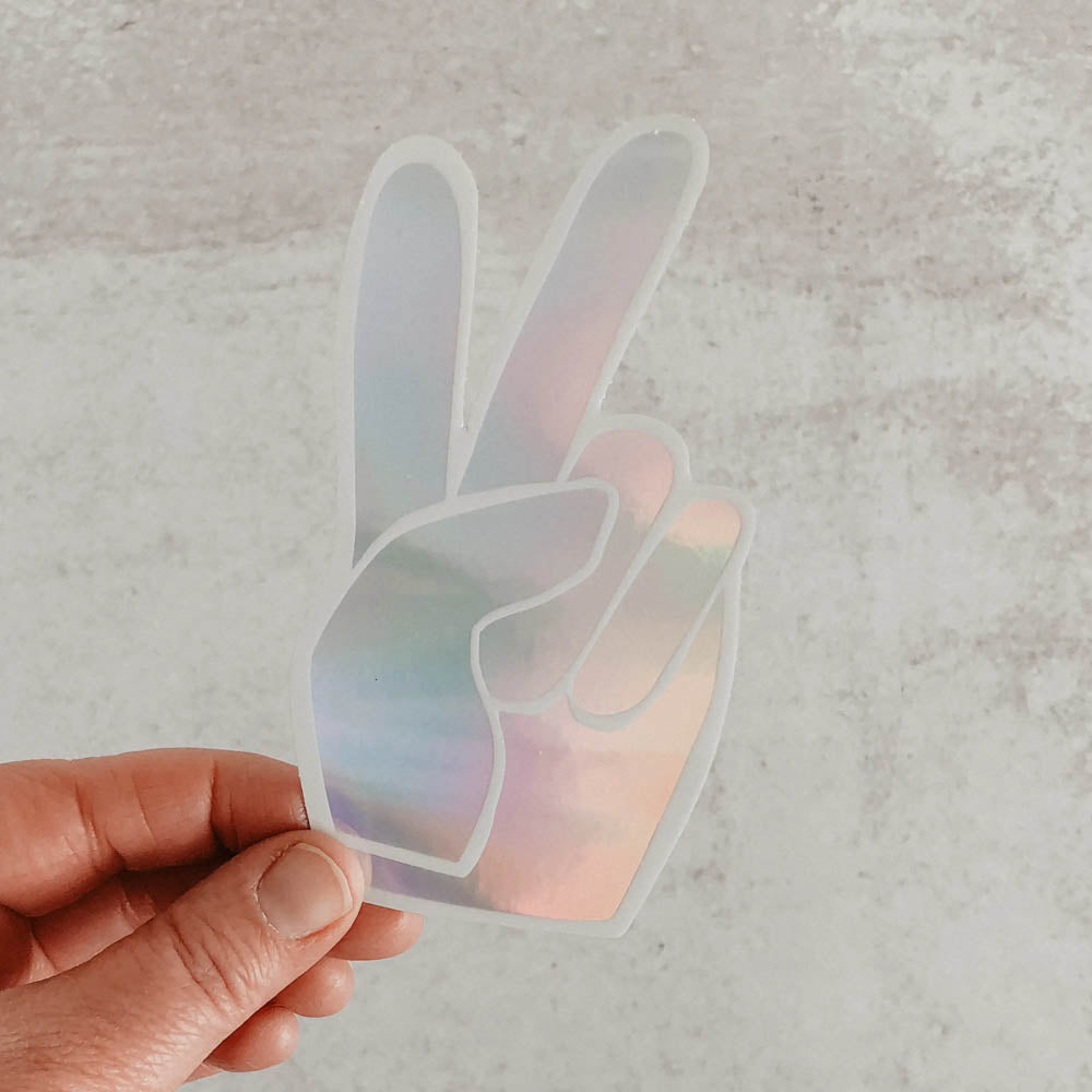 Peace Sign Holographic Vinyl Sticker