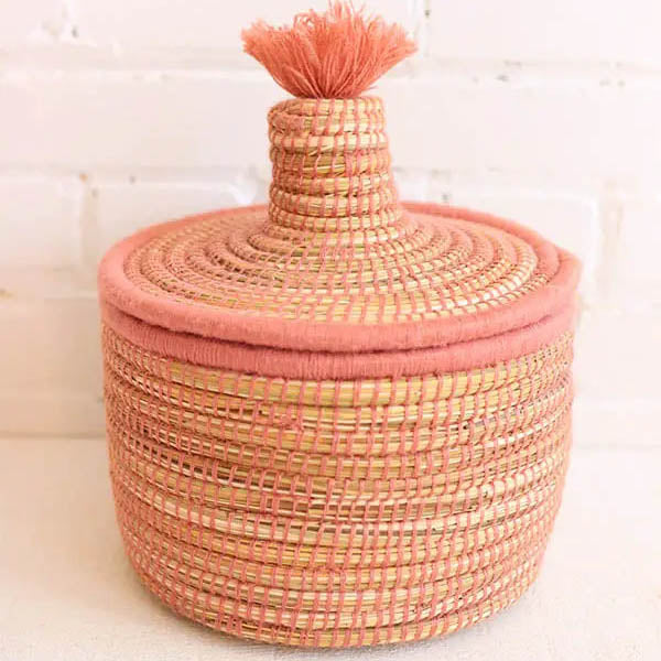 Blush Pink Lidded Basket