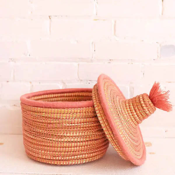 Blush Pink Lidded Basket