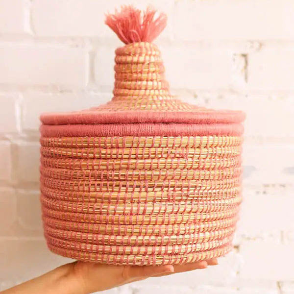Blush Pink Lidded Basket