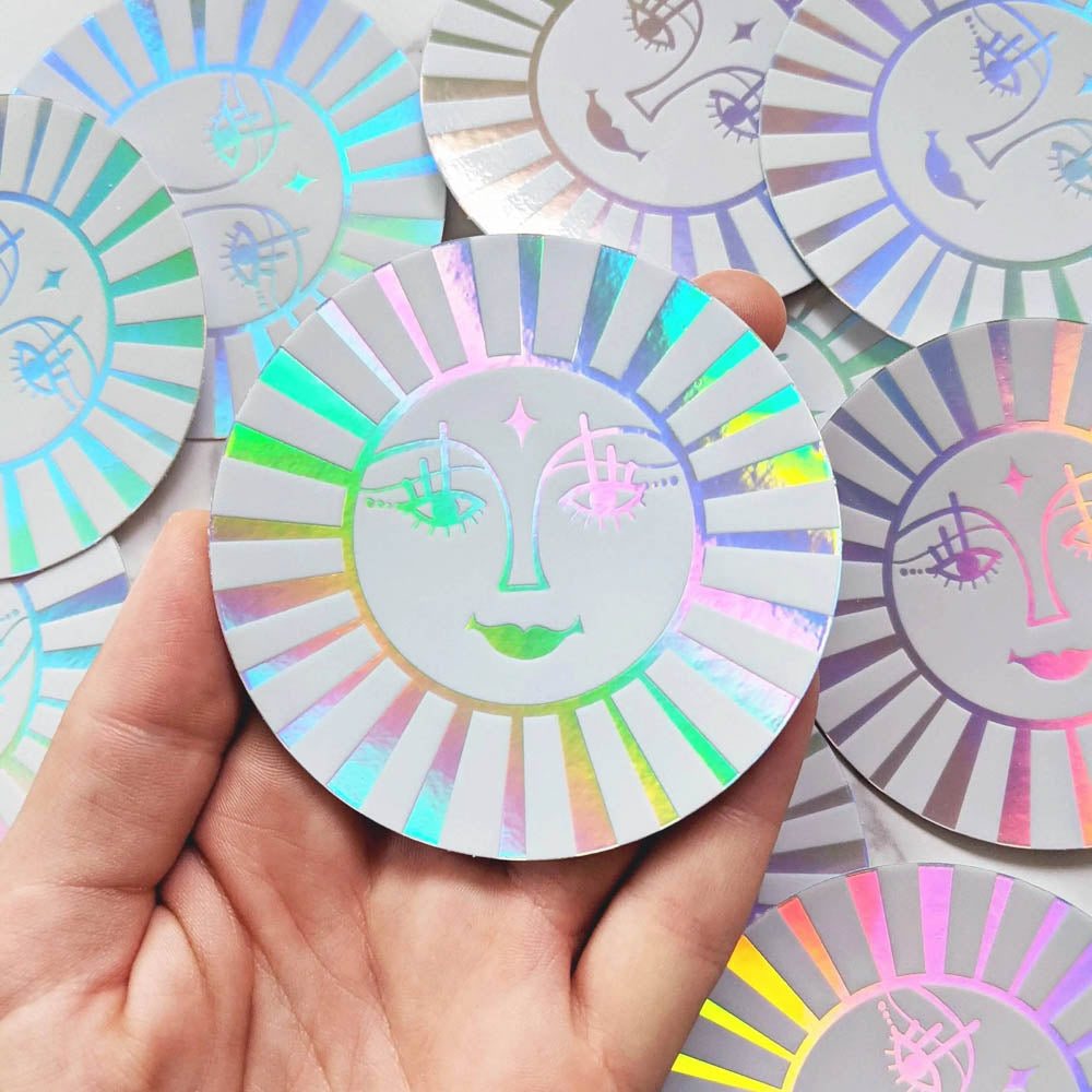Holographic Sun Sticker Retro Sun Sticker
