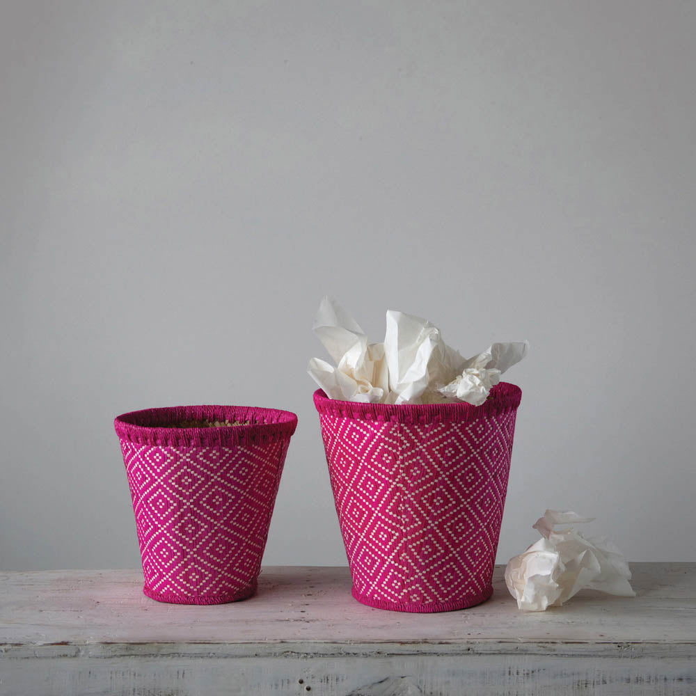 Hand-Woven Seagrass Baskets, Fuchsia