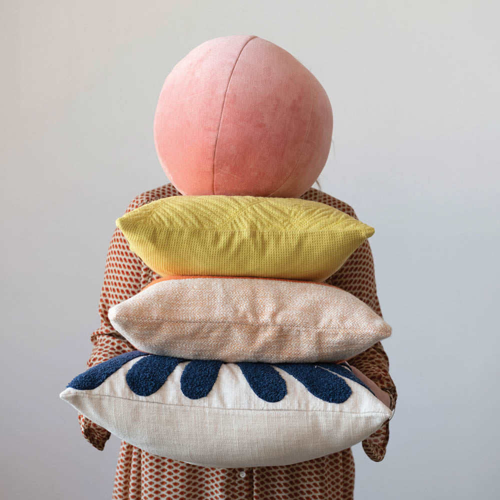 Round Cotton Velvet Orb Pillow, Pink