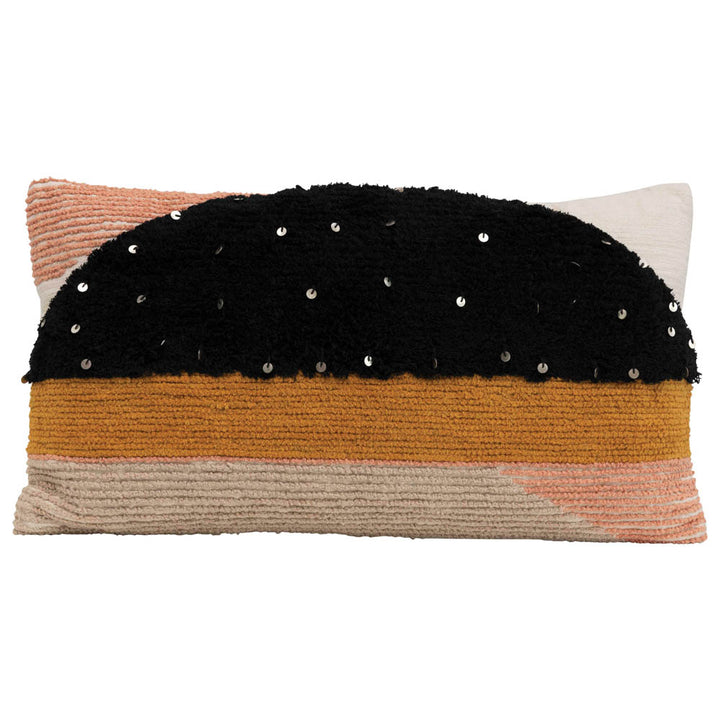 Woven Cotton Lumbar Pillow w/ Sequins