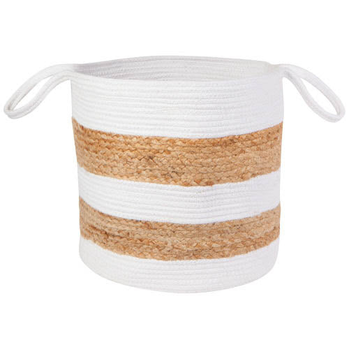 Striped Storage Basket, White