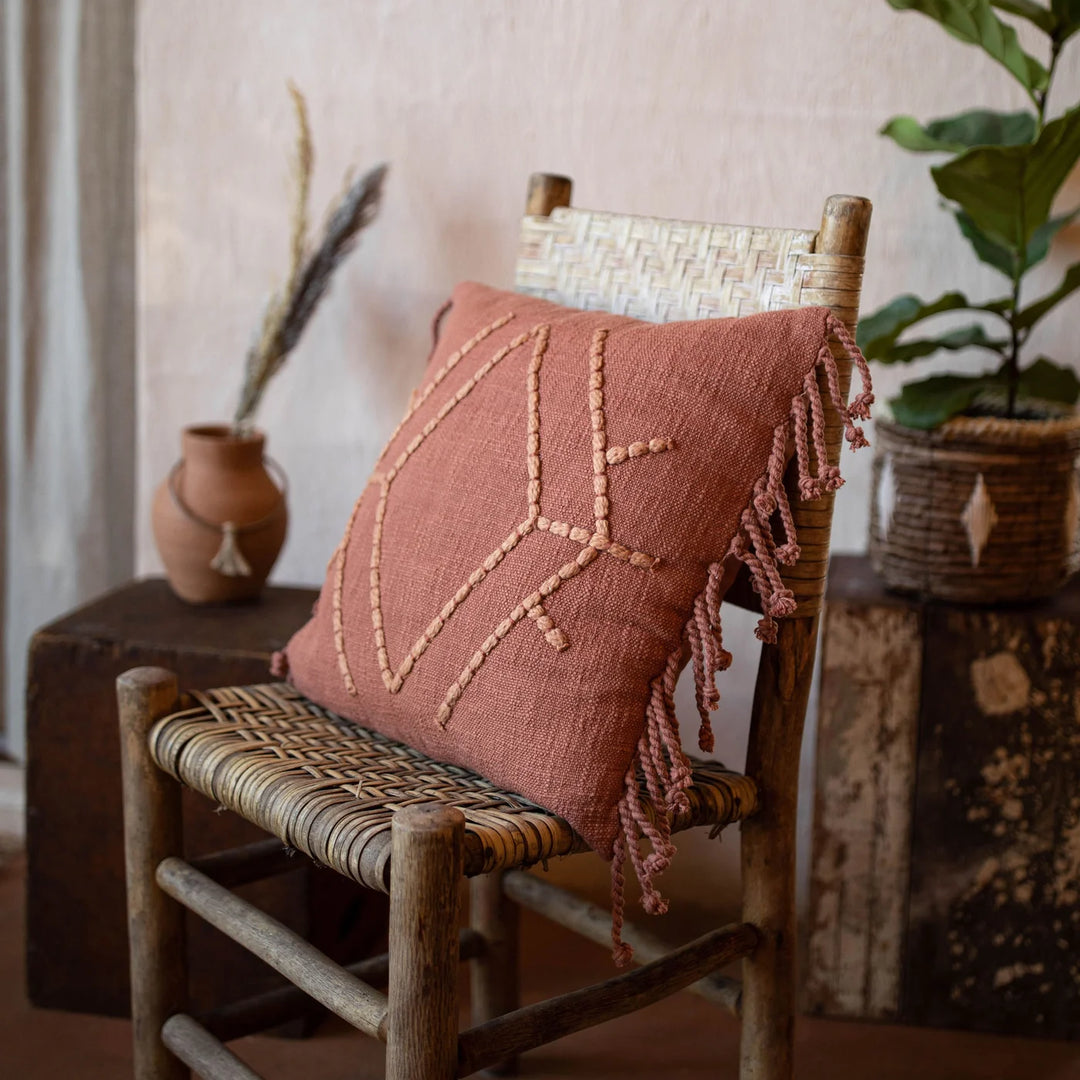 Hand Woven Frida Pillow Rust- 18x18