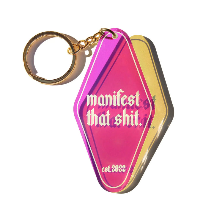 Manifest That Sh*t Manifestation Iridescent Retro Motel Keychain