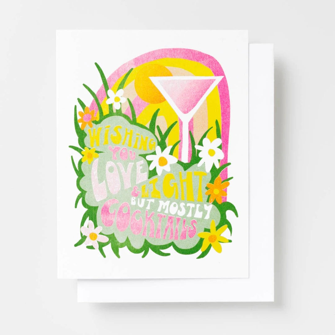 Love & Light & Cocktails- Risograph Card